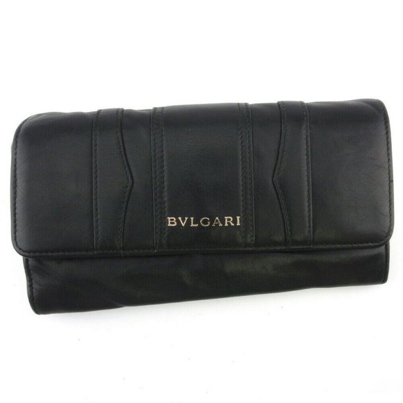 BVLGARI Long Wallet Bee Zero One Leather Auth USED E163 - Picture 1 of 8